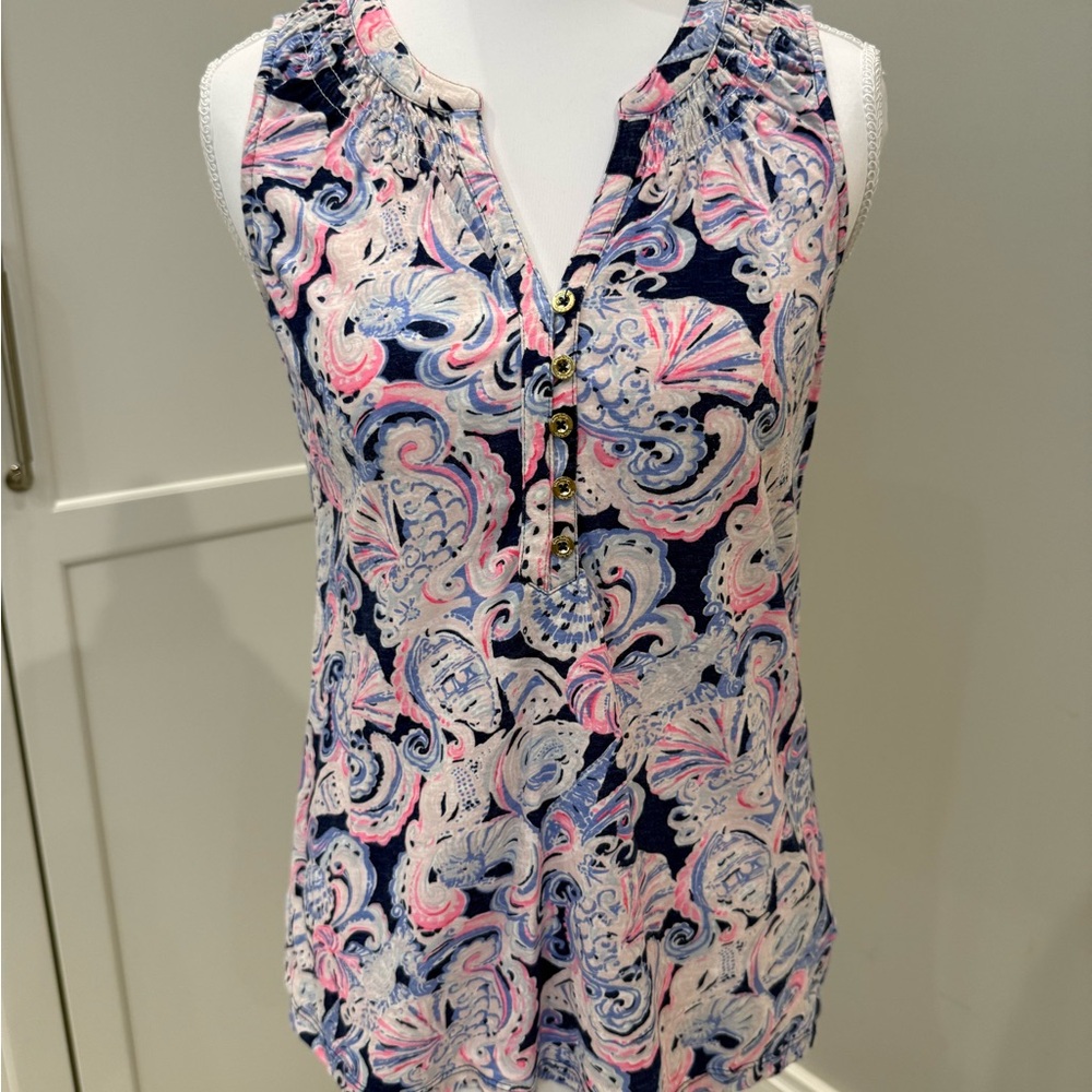 Lilly Pulitzer Sleeveless Top - Pink and Blue Paisley